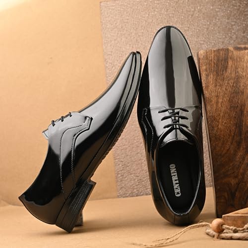 Image of Centrino Men's Formal Lace-Up Shoes | Soft & Comfortable Formal Shoe| Lace Up Textured Shiny & Glossy Oxford Casual Office Wear Shoes| Trending, Party, Outdoor Shoes for Office & College(9355)