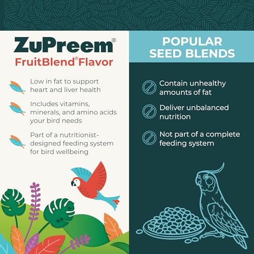 ZuPreem FruitBlend Bird Pellets, Daily Bird Food for Parrot, Conure, Caique, African Grey, Eclectus, Small Cockatoo, Core Nutrition for Medium Large Birds, Parrot Food (ML, 3.5 lbs)