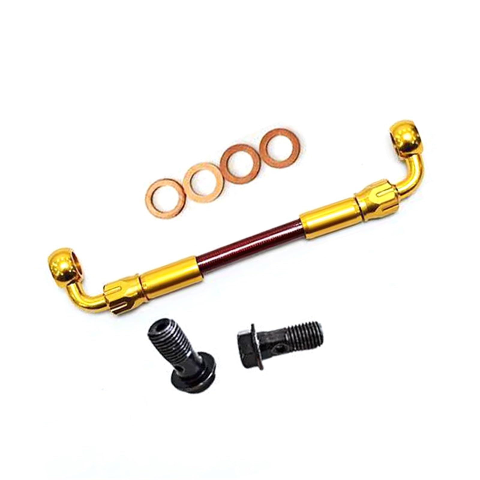 Shqxd One Color Hydraulic Brake Hose An3 90°-90° Motorcycle Red Braided Hydraulic Clutch Tube Master Cylinder Brake Oil Hose Line Pipe Accessories(2500Mm)