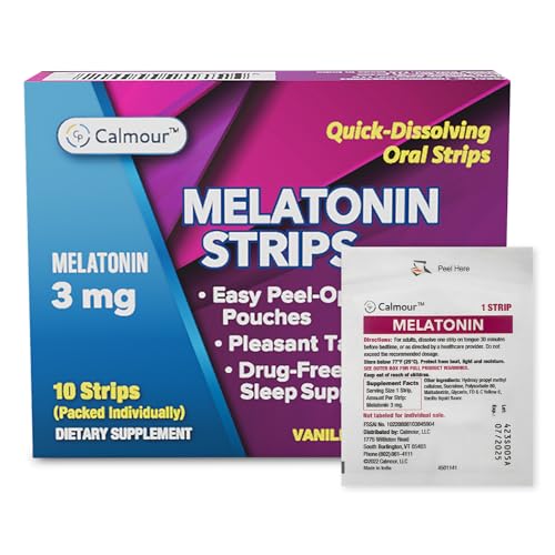 CALMOUR 10 Oral Sleep Strips | Quick-Dissolving 3mg Melatonin Strip | Works Faster Than Gummies | Relaxation Napping Supplements | The Ultimate Sleeping Aid for Better Rest and Eye Health