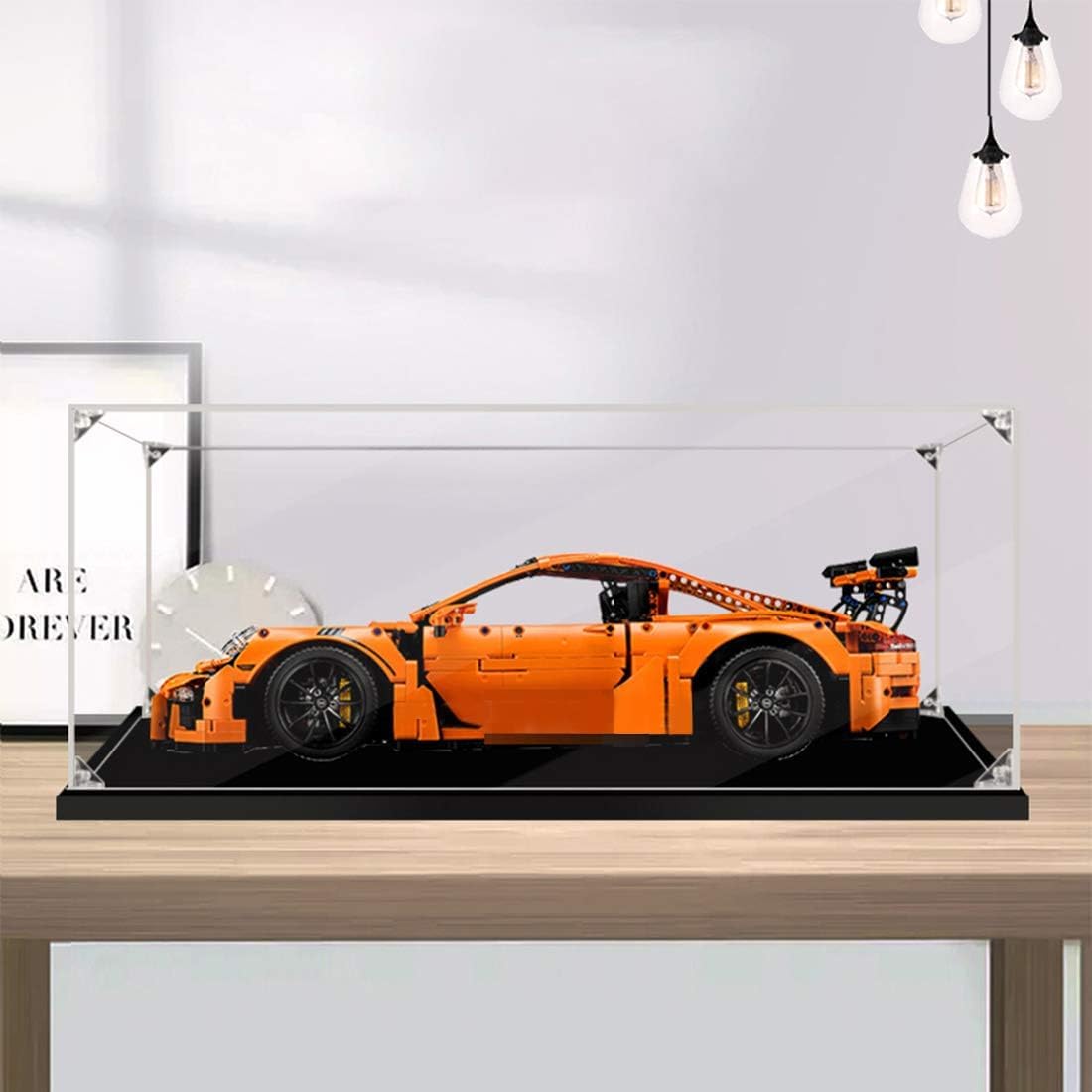 Transparent Acrylic Display Case for 42056 GT3 RS, Dustproof Showcase Box with Black Base - Image 2