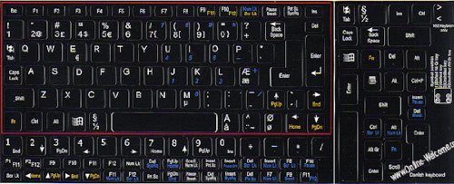Pegatinas para teclado danés para netbook fondo negro miniatura 2