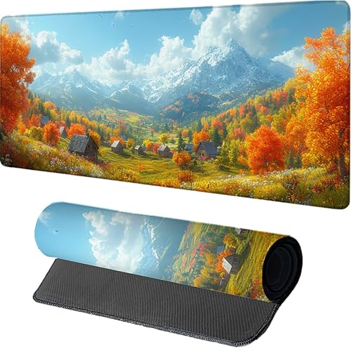 Musmatta Gaming Camp, Stuga Skrivbordsmatta 1600x800x3mm, XXL Musmatta med Sydda Kanter, Skrivbordstillbehör, Skrivbordsmatta med Halkfri Gummibas, för Kontor, Bärbar dator, PC, 5-4310