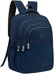 Mochila Clássica Unisex, Multi-Compartimentos, Alças Acolchoadas Ajustáveis, Bolso Lateral para Garrafa, Zíper Durável