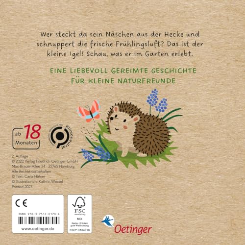 Meine Gartenfreunde. Der kleine Igel: Pappbilderbuch über heimische Tiere für die Kleinsten