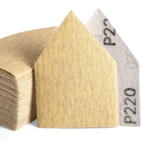 POLIWELL Orbital Triangle Sanding Sheets 50PCS 90x65mm Hook &amp; Loop