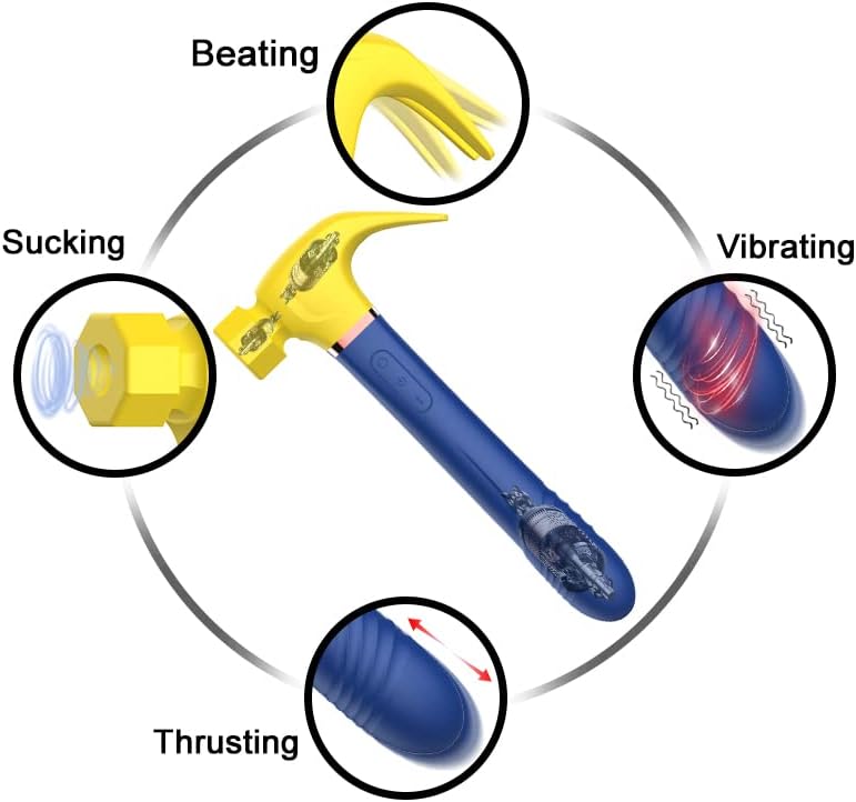 Hammer Vibrator Massager for Woman, Pulsating Anal Dildo Vibrators Waterproof Nipple Vagina Prostate Massagers Rechargable G Spot Clit Stimulation for Couples—Pink Blue