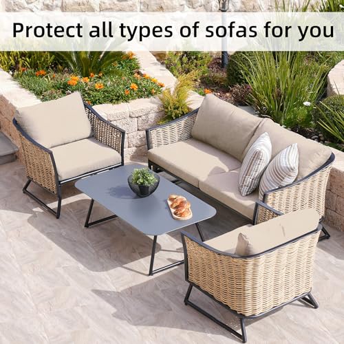 Image of BIETYONE Patio Cushion Covers Outdoor Cushion Covers,Super Elastic Cushion Covers Replacement, Suitable for Outdoor Sofa Patio Couch Cover Replacement (8Pcs,Beige,Cover Only)