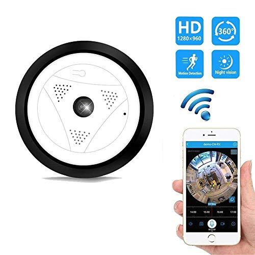 Preisvergleich Produktbild Shengshiyujia Fisheye Objektiv Kamera, IP-Überwachungskamera Home Wireless HD 1080P Überwachungskamera Mit Nachtsicht, 360 ° HD