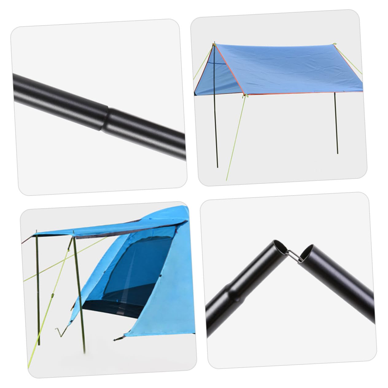 Ersatz Zeltstange 2 Stück, 2m, Schwarz, Verzinkt für Camping