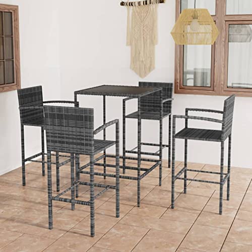homiuse Juego de 4 sillas de bar de 70 x 70 x 110 cm, color gris, con taburetes de bar con respaldo, taburete de bar, taburete de bar de jardín