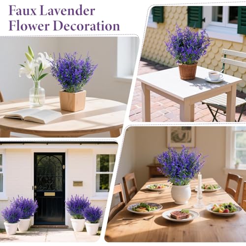 RAINFLOW 7 Pcs Artificial Lavender Flowers - Artificial Flowers for Outdoors Faux Lavender Plants Uv Resistant Plastic Purple Fake Flower for Outside Indoor Porch Patio Window Plan image 7