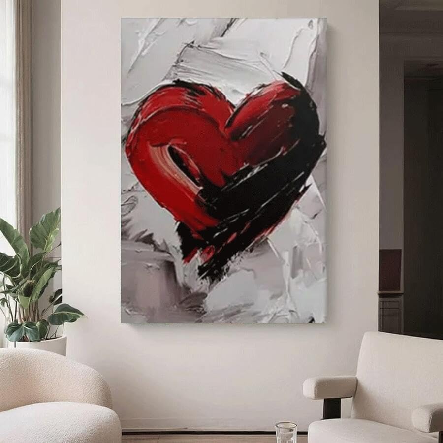 Amour rouge et noir abstrait en peinture moderne pour salon élégant