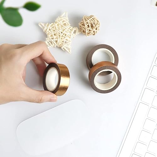 Miniatura 7 de NatSumeBasics 3 cintas adhesivas Washi de bronce dorado metálico de 0.6 pulgadas x 32 pies, calcomanías adhesivas adhesivas de papel de aluminio