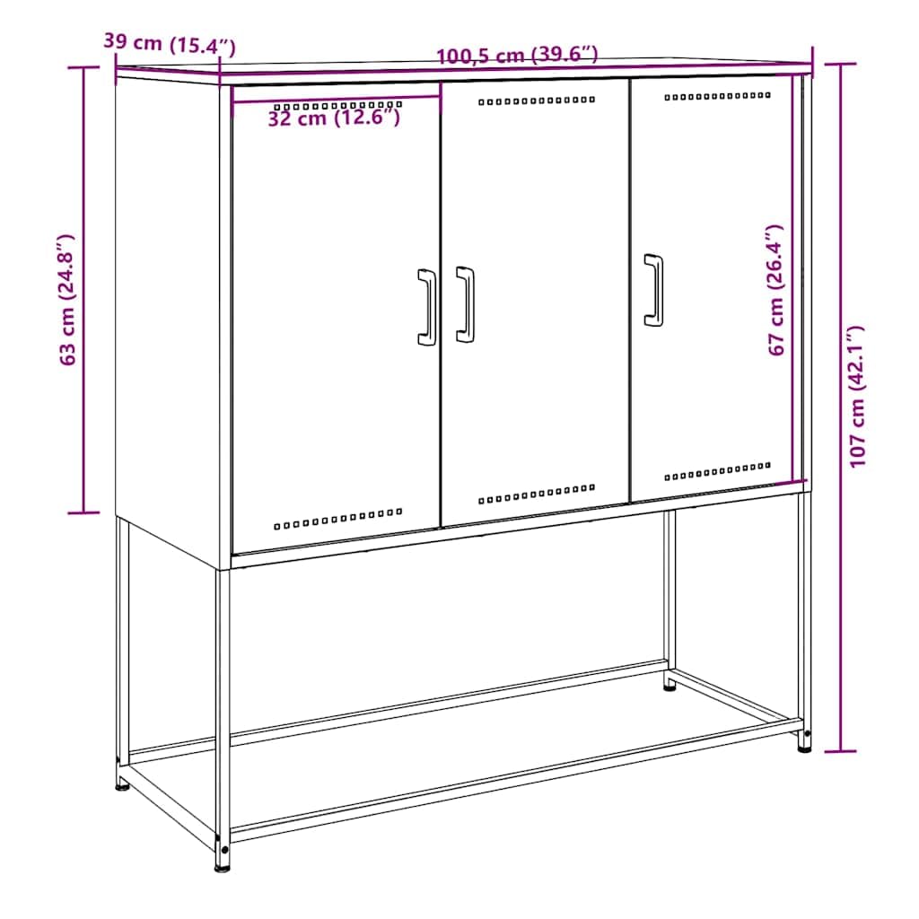 vidaXL Szafka, biała, 100,5x39x107 cm, stal
