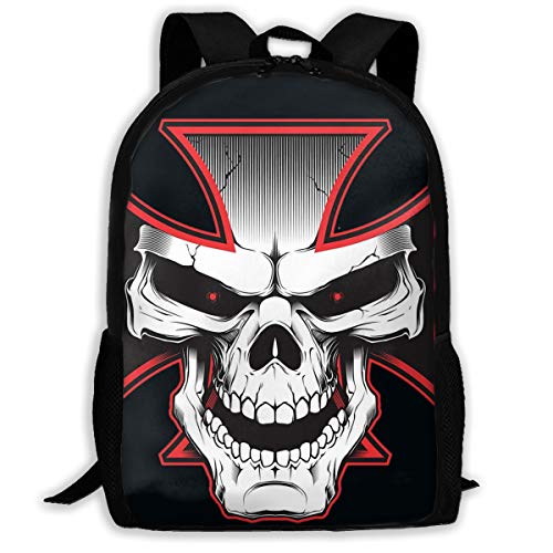 UKFaaa Mochila Escolar  maltés Cruz Calavera clásica Ligera para Hombres Mujeres Colegio