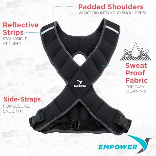 Empower Weighted Walking Vest for Women – Strengthen Muscles, Boost Bone Health, and Burn More Calories, fixed 8lbs, adjustable (4in1) 4-10lbs or (4in1) 10-16lbs4
