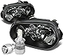 Compatible with VW Golf MK4 / Cabrio Pair of Black Housing Clear Corner Headlight + H7 LED Conversion Kit W/Fan