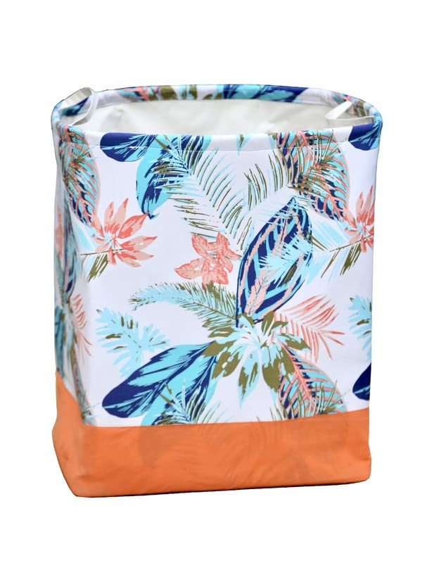 KIDSCLAN Orange Leaf print waterproof rectangular shape laundry hamper