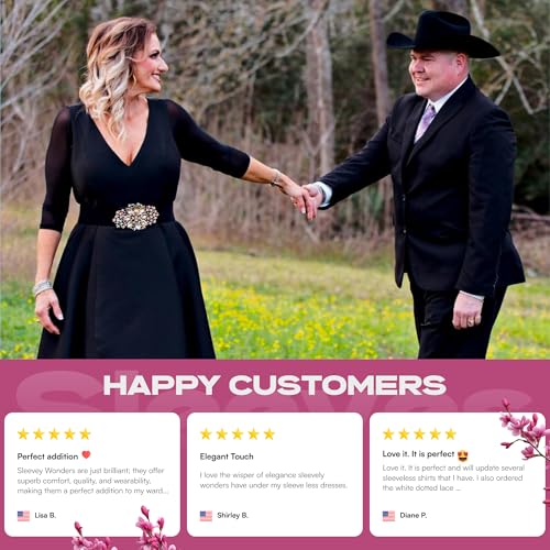 Image of Sleevey Wonders Women's 3 /4 Length Slip-On Jersey Sleeves - Sheer Reversible Arm Cover Up, Cooling Shrug Bolero for Dresses