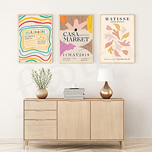 Toile Henri Matisse pour salon : triptyque d'affiches vintage et déco murale abstraite