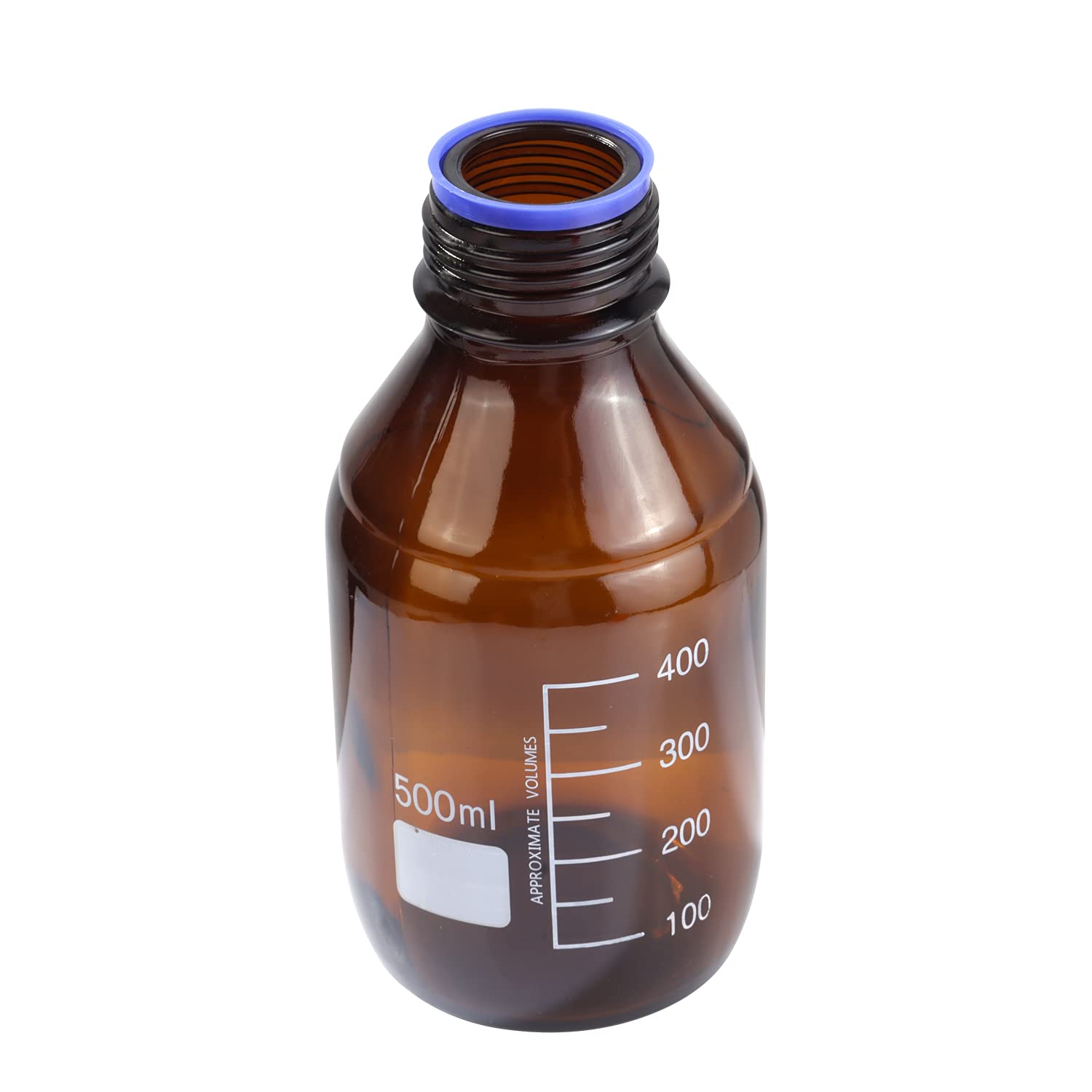 Moonetto Paquete de 8 botellas de vidrio de borosilicato ámbar graduadas de 500 ml de reactivo de laboratorio/almacenamiento con tapa de rosca naranja GL45