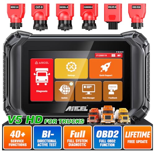 Ancel V5HD V5 Hd Heavy Duty Truck Scanner,2024 Elite Bidirectional Diesel Diagnostic Scan Tool,40+ Resets Full System Diagnostic Tool Code Reader Abs Srs Dpf Regen cover