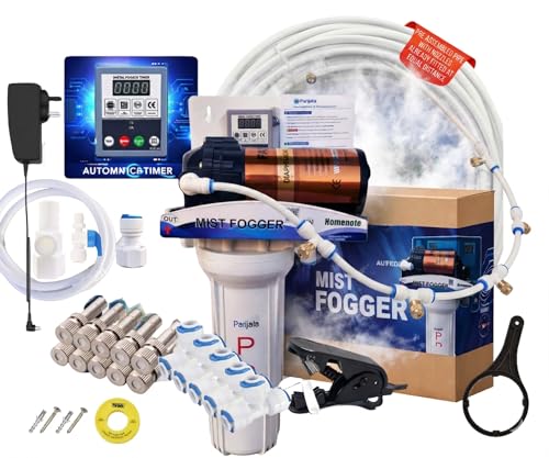 Image of Homenote Automatic Mist Maker Fogger Kit for Dairy Farm & Home | Cooling Fogar Misting System Kit | PRE ASSEMBLED | Warranty on Pump | 150 GPD Pump, 15 Nozzles & 30m Pipe | More Robust & Powerful