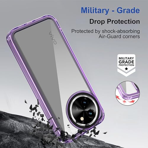 Image of Zapcase Back Case Cover for Vivo Y200i 5G | Compatible for Vivo Y200i 5G Back Cover | Case Cover with Camera Protection | (TPU + PC | Translucent Purple)