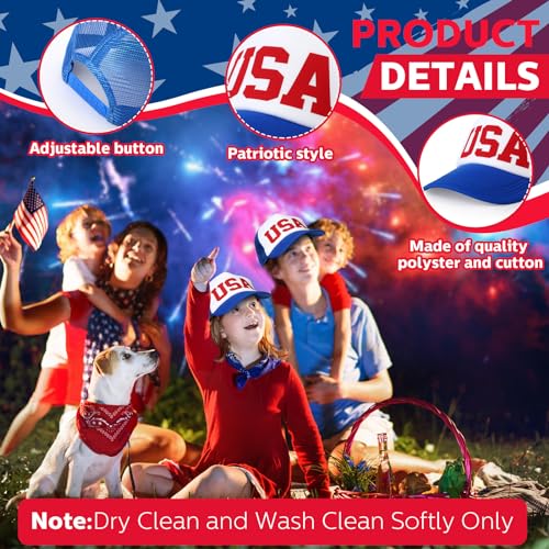 Image of Jeyiour 12 Pack 4th of July Hat Bulk, Patriotic 250th Anniversary Trucker Hats USA Adjustable Baseball Caps for Men Women