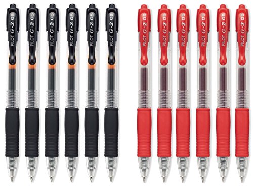 Pilot G2 Bolígrafos Gel Extra Fino 6 Rojos 6 Negros