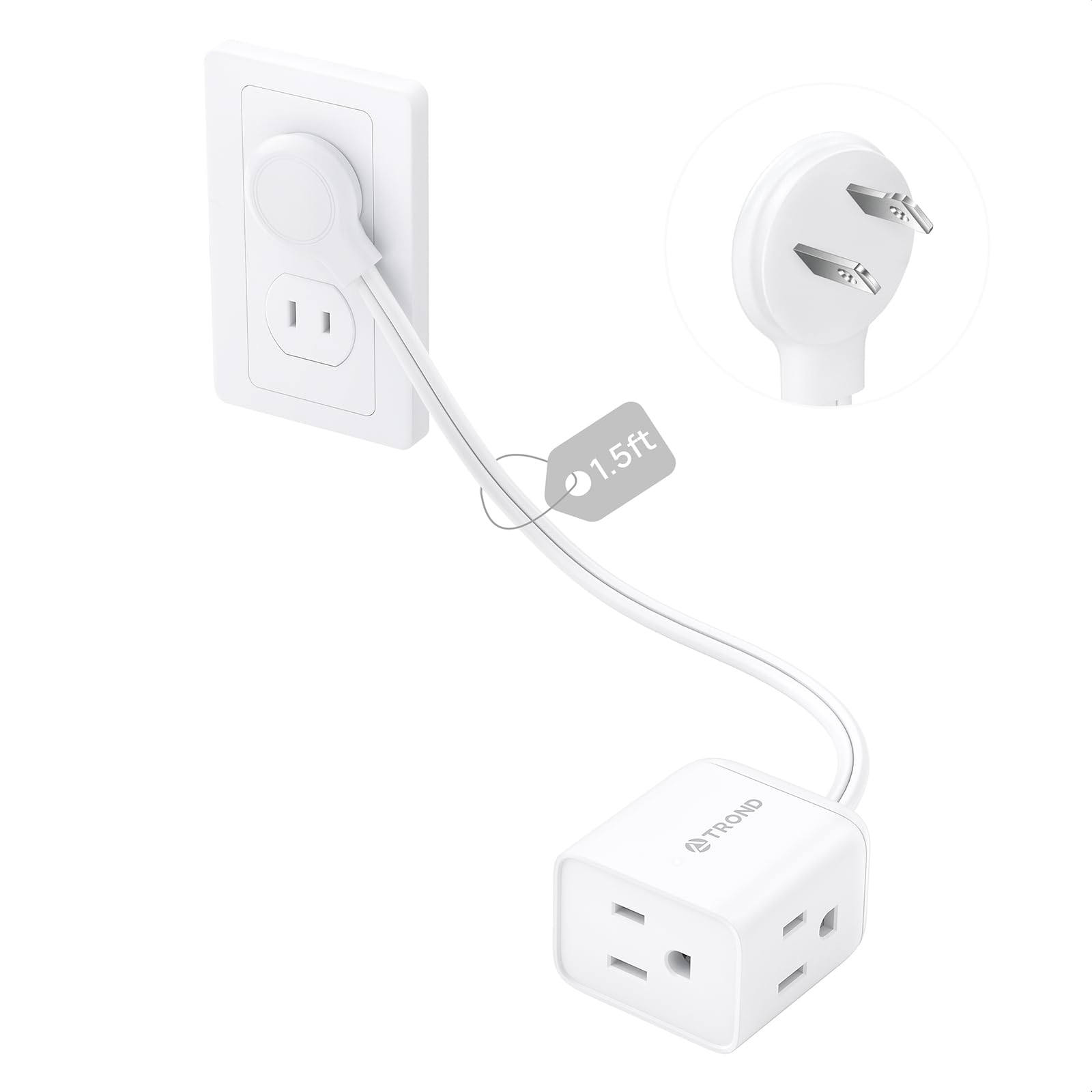TROND 6ft Right Angle Extension Cord - Space Saving! -12 TROND 6ft Right Angle Extension Cord - Space Saving! -12