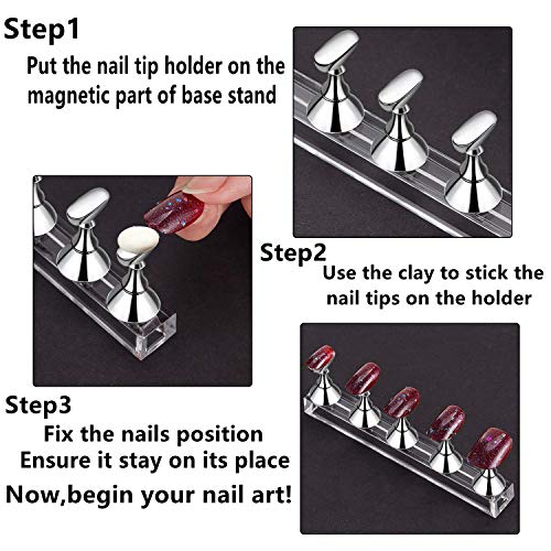 Set 2 bases acrílicas magnéticas para práctica de uñas miniatura 3
