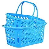 WHAMVOX 2個湖蓝色ミニ買い物カゴ 子供用おもちゃ収納に 耐久性プラスチック製 持ち運び便利なハンドル付き 多用途グローサリーバスケット