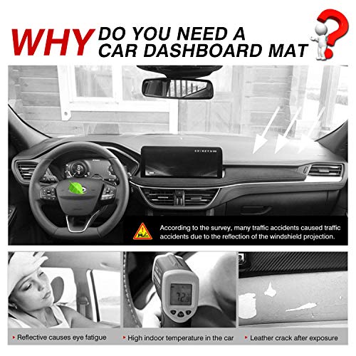 Image of Autorder Dashboard Cover Mat for Ford Escape 2020-2025 2026 Accessories Dash Cover Suede Dash Mat Sunshade Glare UV Rays Protector
