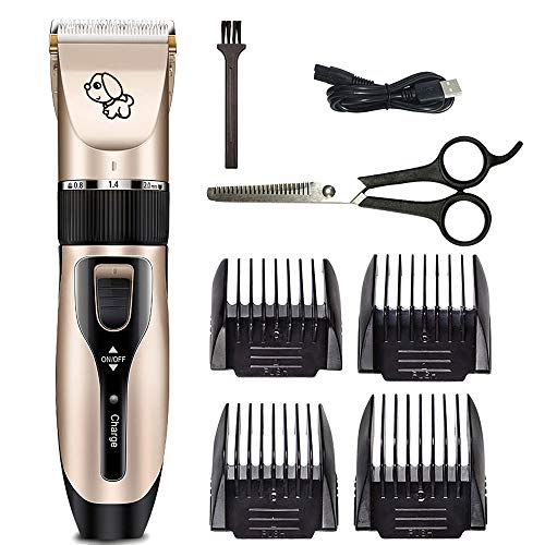 Cortapelos Perros, Set Máquina Cortar Pelo Profesional Inalámbrico y Recargable, Silencioso Mascotas Perro Gato Clipper eléctrico Kit para Mascotas Pequeñas Medianas y Grande