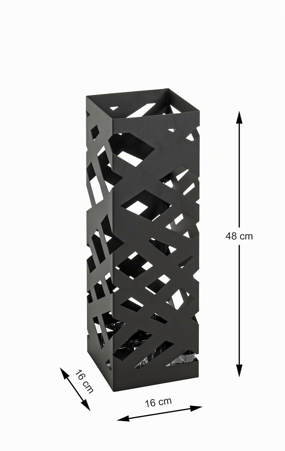 HAKU Portaombrelli nero, metallo - Dim. L 16 cm x A 48 cm x P 16 cm, Stile Moderno