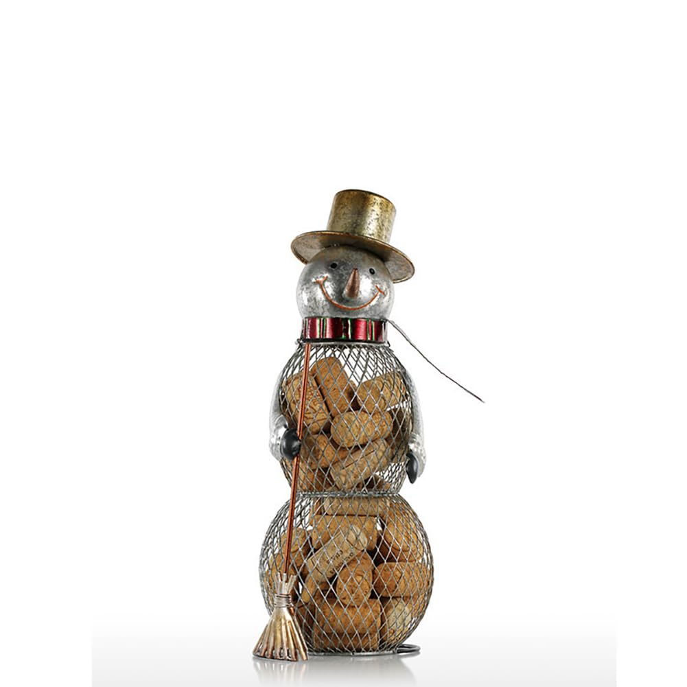 BAENRCY Metal Wine Cork Holder Decorative Snowman Wine Corks Container Wine Cork Storage Home Desk Storage Home Decor