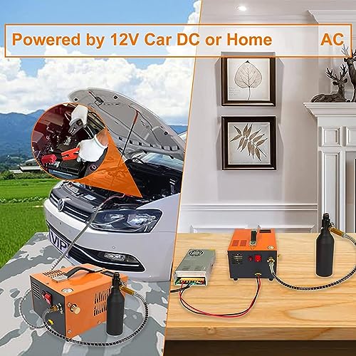 NURCIX Portable PCP Air Compressor 12V or 110V-240V, 4500 PSI/300 BAR Pressure Pointer Auto-Stop PCP Air Rifle Compressor, 30 MPa High-Pressure Air Compressor Pump Airgun Paintball Fighting Diving - Image 4