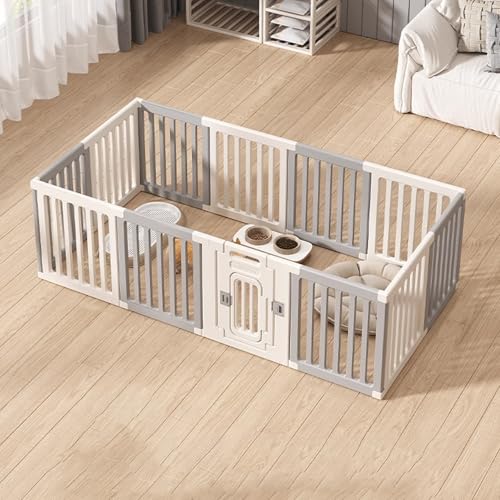 ペットサークル 折りたたみ 高さ60cm 軽量 持ち運び便利 ドッグラン フェンス 屋外 プラスチック製 ドッグラン 柵 広げる レイアウト自由 家、アパート、庭用(203*103*60CM)