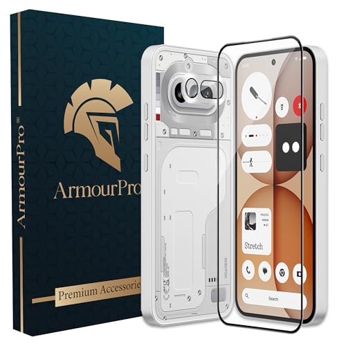 Image of ArmourPro Edge to Edge Tempered Glass for Nothing Phone (4A) with Silver Camera Ring Guard, 9H Screen Protector, Anti-Scratch, Anti-Fingerprint, Bubble-Free Installation Kit
