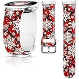 Picture of Christmas Fall Watch Band Compatible with Fitbit Versa 4 /Versa 3 /Sense 2 /Sense , Silicone Xmas Snowman Santa Holiday Theme Replacement Smartwatch Wristband strap for Women Men Girl (Christmas Red Snowflake Plaid)