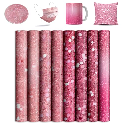 Sublimation Transfer Sheets for Heat Press Machine, Glitter 12x12inch Sublimation Paper for Tumblers Blanks Tshirts,8 Sheets