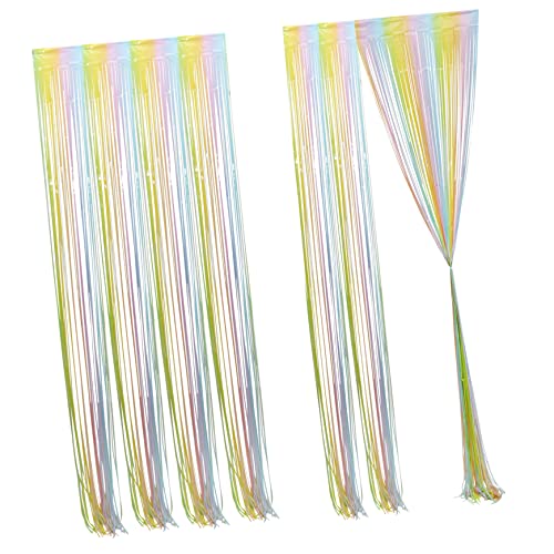 SEWACC 2Pcs Shiny Fringe Curtain Backdrop for Birthday Parties Macaron Gradient Tinsel Decorations for Festive Celebrations Photo Booth Props Decor