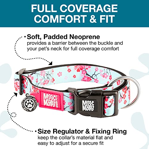 Max & Molly Gotcha! Hundehalsband Halsband Hund mit Smart ID, gepolstertes Neopren Halsband mit Design für kleine Hunde, wasserdicht, bequem, verstellbar, Cherry Bloom, S