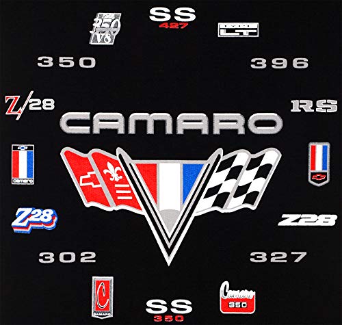 JH DESIGN Men's Chevy Camaro Pullover Hoodie Black Sweatshirt Flag Logo Sm-3x4