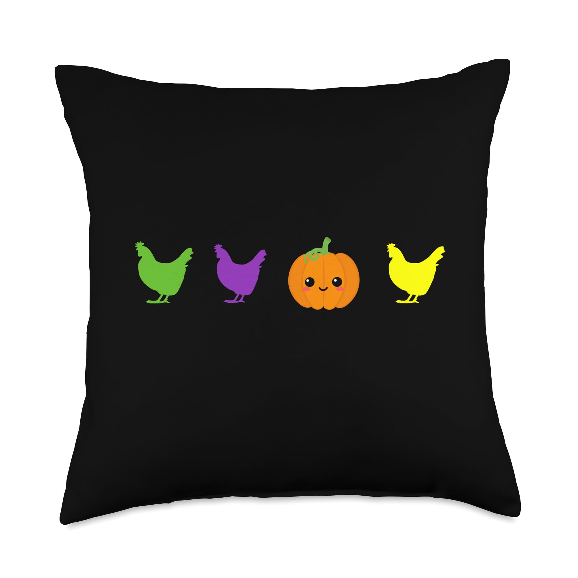 Cute Halloween Owner Adorable Pumpkin Chicken Throw Pillow, 18x18, Multicolor