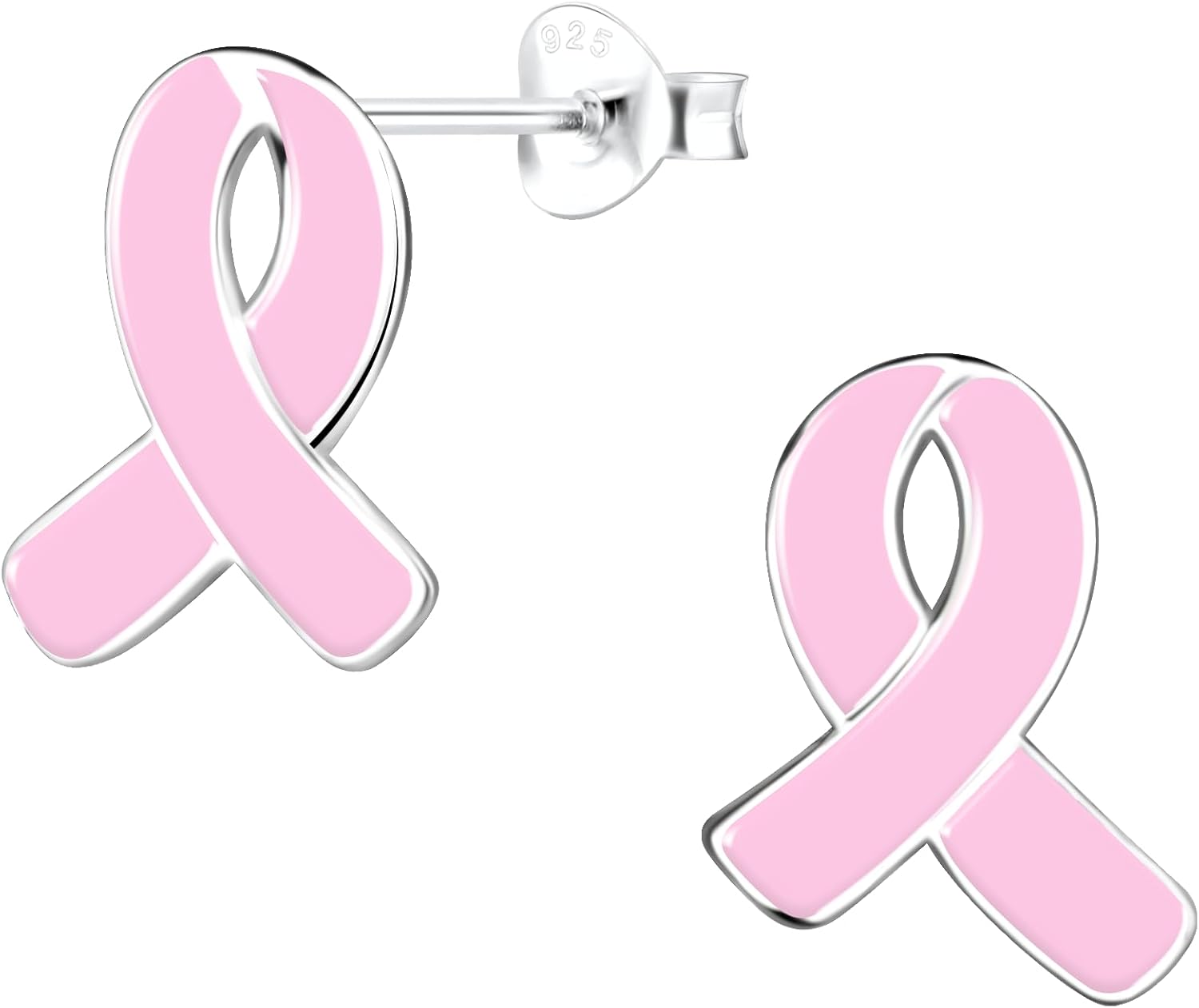 ICYROSE 925 solid sterling silver Awareness Pink Breast Cancer Ribbon Stud Earrings for cancer Survivor Support Jewelry (Nickel Free)