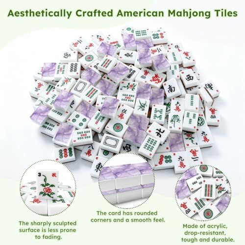 Juego de Mesa American Mahjong Set con Fichas Acrílicas y Bolsa miniatura 6