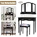 Giantex Vanity Set with Tri-Folding Mirror, Makeup Dressing Table with 4 Drawers and Storage Shelf, Modern Bedroom Bathroom Makeup Vanity Desk with Cushioned Stool for Girls Women (Black)